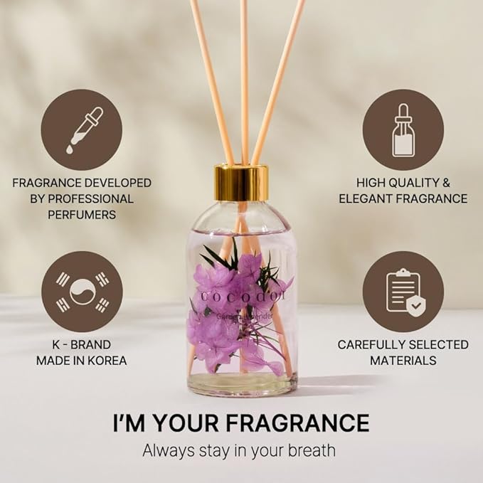 COCODOR Herbarium Reed Diffuser/Pure Cotton/6.7oz(200ml)/ Fragrance Scent Essential Oil Stick Diffuser Set for Bedroom Bathroom Home Décor