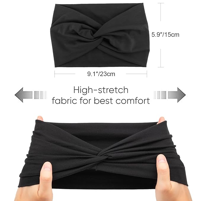 DRESHOW 8 Pack Turban Headbands for Women Wide Vintage Head Wraps Knotted Cute Hair Band Accessories, 0.2 pounds