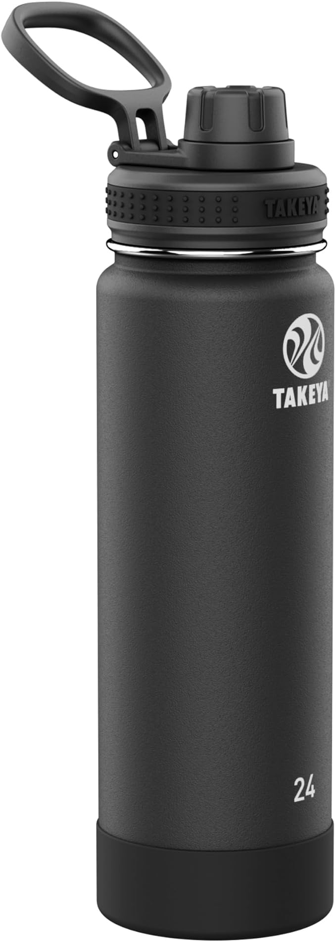 Takeya Actives Water Bottle with Spout Lid - Bottle with Double Stainless Steel Insulation - Dishwasher Safe & BPA-Free - Bottle with Spout Lid & Removable Bumper - 24 oz, Onyx