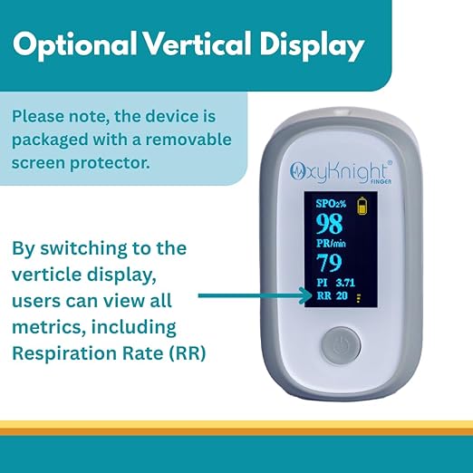 Bluetooth Fingertip Pulse Oximeter - Measures Oxygen Level, Pulse Rate & Respiration Rate - Compatible with Mobile App - Audio Alarm - Battery Life Up to 24hrs of Use
