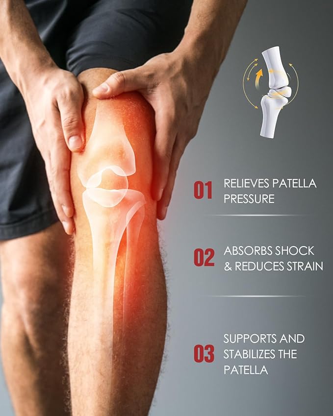 Patellar Tendon Support Strap with Silicone Pad (2 Pack) Adjustable Patella Knee Brace for Men, Women & Youth, Knee Protector Band & Relief Strap for Running, Sports & Daily Activities