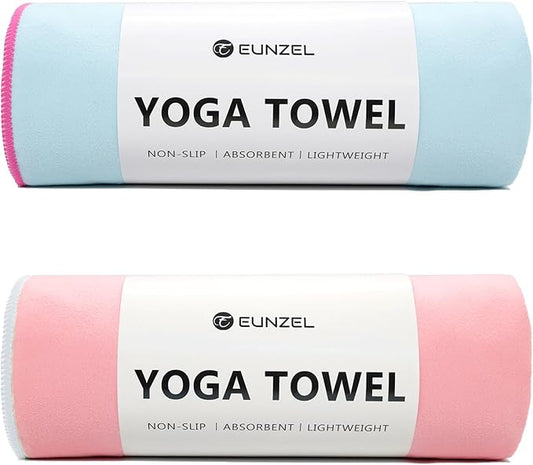 Eunzel Hot Yoga Towel Non-Slip Yoga Mat Towel Ultra-Absorbent Microfiber Towel for Hot Yoga, Pilates，Bikram and Workout 26.5"x 72"