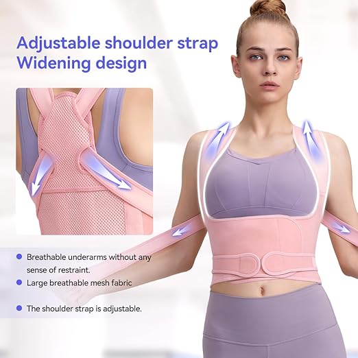 Fit Geno Back Brace Posture Corrector for Women and Men, Shoulder Straightener, Adjustable Full Back Support, Upper and Lower Back Pain Relief - Scoliosis, Hunchback, Hump, Thoracic, Spine Corrector (Multicolor, Small)