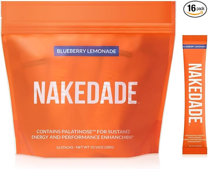 Nakedade Blueberry Lemonade – Performance Enhancing Sports Drink Powder - Electrolyte Powder – No GMOs or Artificial Sweeteners, Gluten-Free, Soy-Free, Dairy-Free – 16 Sticks