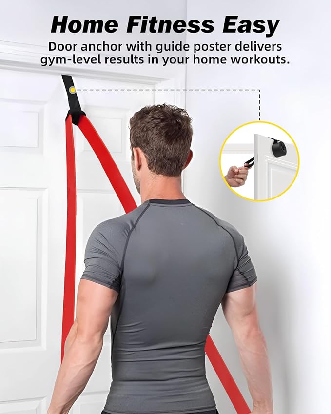 Zacro Resistance Bands, 6 Resistance Levels Pull Up Assistance Bands, Exercise Bands for Men&Women, Heavy Duty Resistance Band Set with Door Anchor, for Working Out, Muscle Training, Physical Therapy