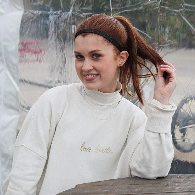 Sweaty Bands Womens Girls Headband - Non-Slip Velvet-Lined Exercise Hairband - Finish Line Charcoal 5/8-Inch