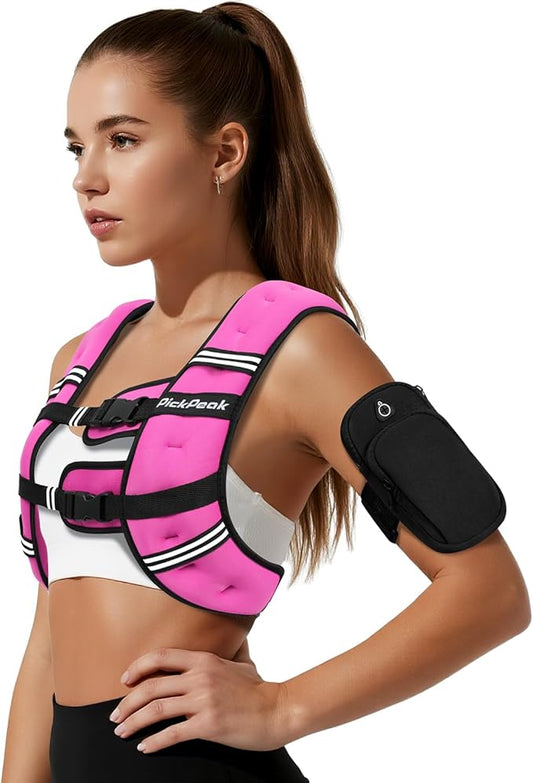 Weighted Vest for Woman Man 5lb/6lb/8lb/12lb/15lb/20lb/25lb/30lb Weighted Vest for Walking, Strength Training Weight Vest with Adjustable Buckle Detachable Phone Pouch for Running Workout