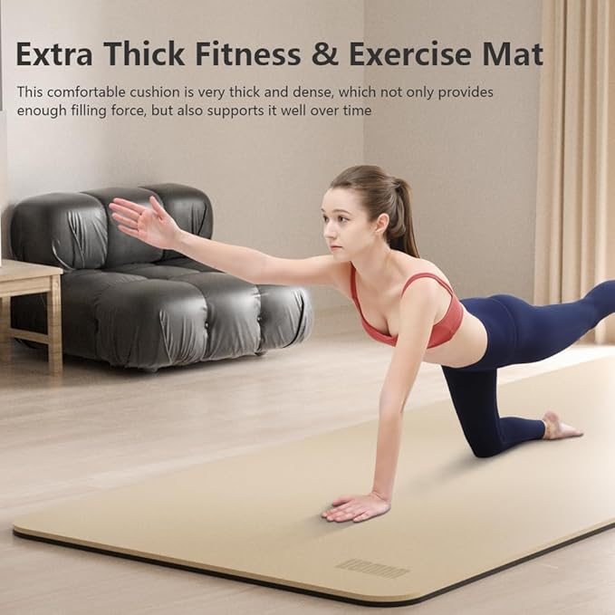 Yoga Mat Non-Slip Extra Thick 72"x32/24" Extra Wide Fitness Exercise Mat TPE Material High Elastic Hot Yoga Mat for Women Yoga Pilates Home Floor Workout (Cow Coffee)