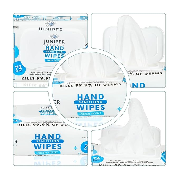 1 Pack Hand Sanitizing Wipes, Alcohol Free 72 Count Disposable Hand Sanitizer Wipes, Fresh Scent, Lint Free & Durable