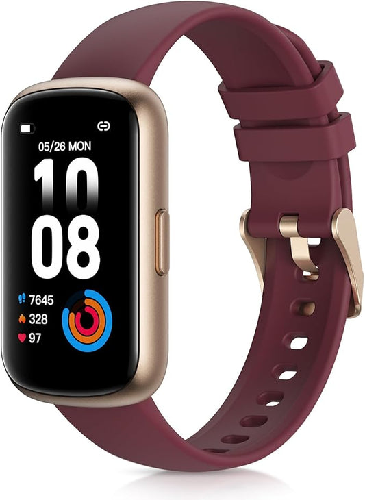 Fitness Tracker with 24/7 Heart Rate, Blood Oxygen, Sleep Monitor, 3ATM Waterproof Fitness Watch/Smart Watch/Activity Tracker, Pedometer/Step Counter, Calorie Tracker for Women, Wine Red