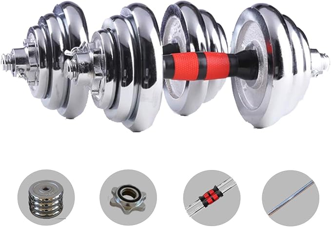 Cast Iron Adjustable Dumbbell Barbell Set (110LB/66LB/44LB), Weight with Connecting Rod 2 in 1 Home Body Workout Exercise Equipment for Men and Woman…