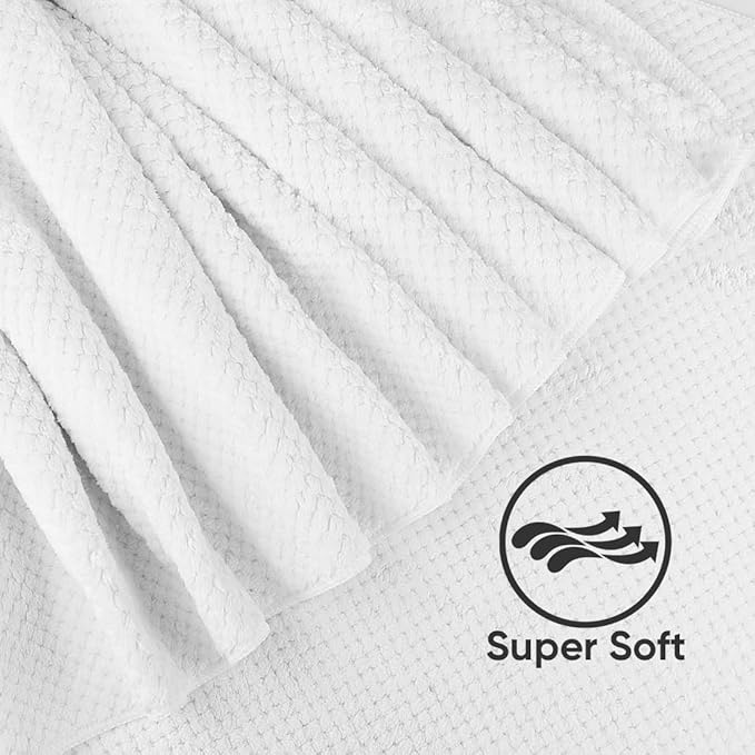 HOMEXCEL Bath Towels Pack of 4, (27 x 54 Inches) Microfiber Ultra Soft Highly Absorbent Bath Towel Set, Lightweight and Quick Drying Towels for Body, Sport, Yoga, SPA, Fitness, White