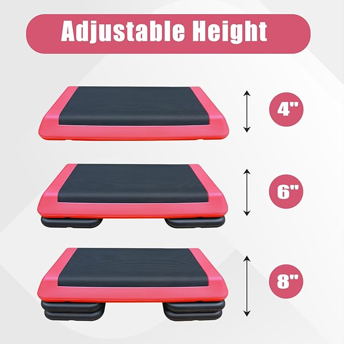 Adjustable Step Platform 30" × 14" Workout Aerobic Stepper Height Step for Fitness Strength Training with Risers Exercise Platform for Home Gym