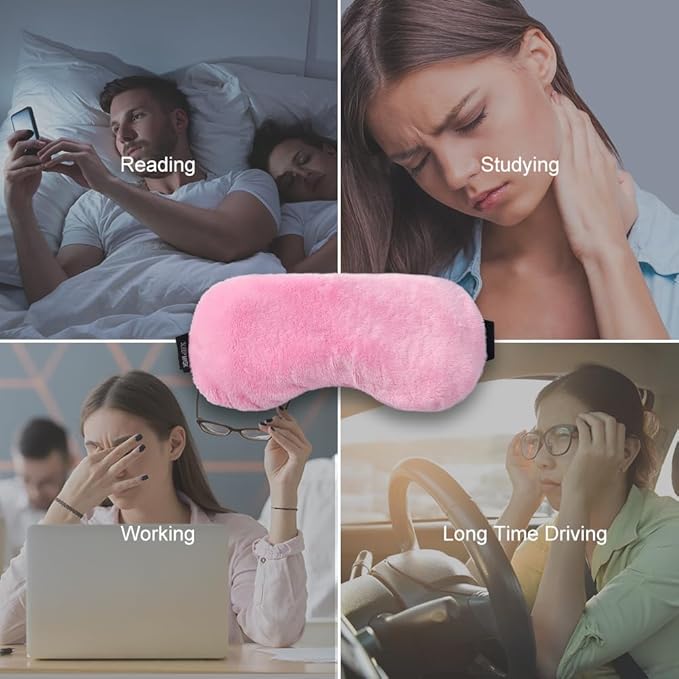 Umisleep Lavender Eye Mask, 0.45 lb Aromatherapy Weighted Eye Mask for Dry Eyes, Sleep Mask for Men Women, Hot Therapy Eye Cover for Compression Pain Relief, Eye Pillow for Puffy Eyes, Sinus Pain-Pink