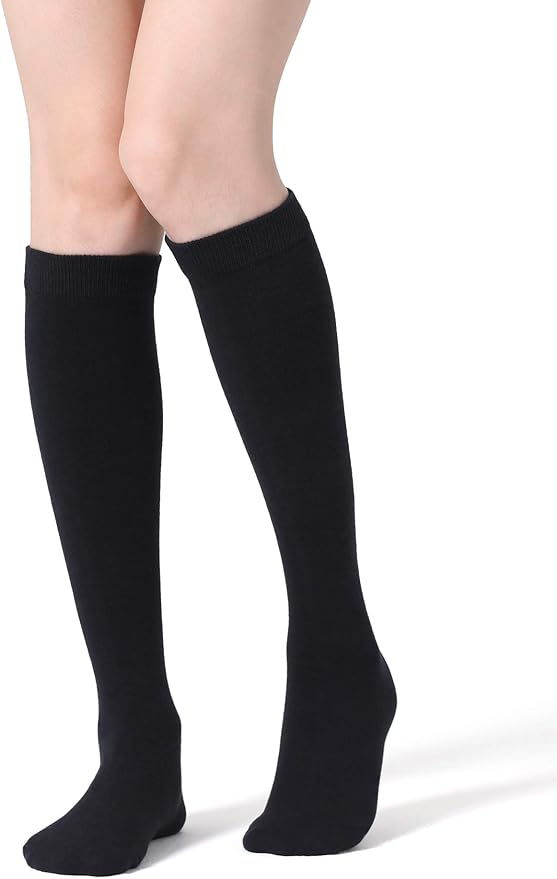 FITRELL Women's Knee High Socks Outdoor Sport Athletic Socks Casual Stripe Tube Socks 1-4 Pack