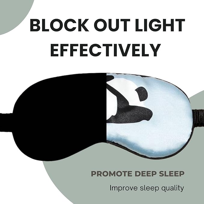 Satin Sleep Eye Mask, Cute Panda Eye Mask for Sleep, Soft Silk Satin Sleeping Mask Blindfold for Women and Men, Blackout Eyeshade Eye Cover Travel Essentials