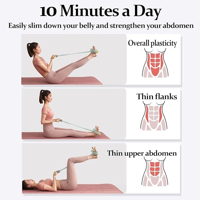 21 Fitness Resistance Bands-6 Tube Pedal Ankle Puller, Multifunction Tension Rope, Natural Latex Fitness Bands for Strength Training, Tummy, Waist, Arm, Leg Slimming, Home Gym Exercise Equipment