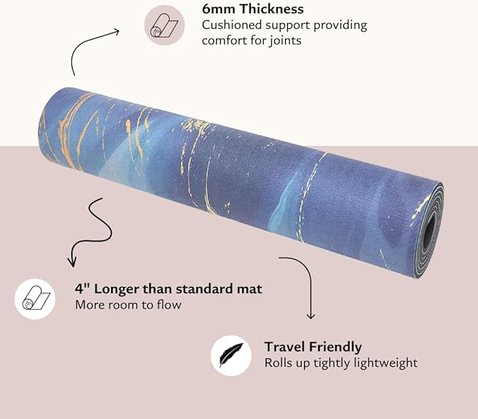 TPE Yoga Mat - Artist Designed, Premium eco friendly mats, Non Slip, Non toxic, Great For Regular & Hot Yoga, Pilates and Workouts (72 inch x 24 inch x 6mm thick)