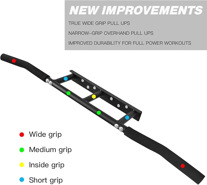 ATENTO Pull Up Bar, Chin Up Bars Ceiling Mount, Workout for Home Gym, Beam, Crossfit - Heavy-Duty, Foam Grip, Easy installation