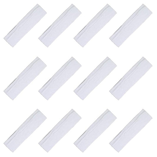 Kenz Laurenz Soft and Stretchy Elastic Cotton Headbands, Pack of 12, White