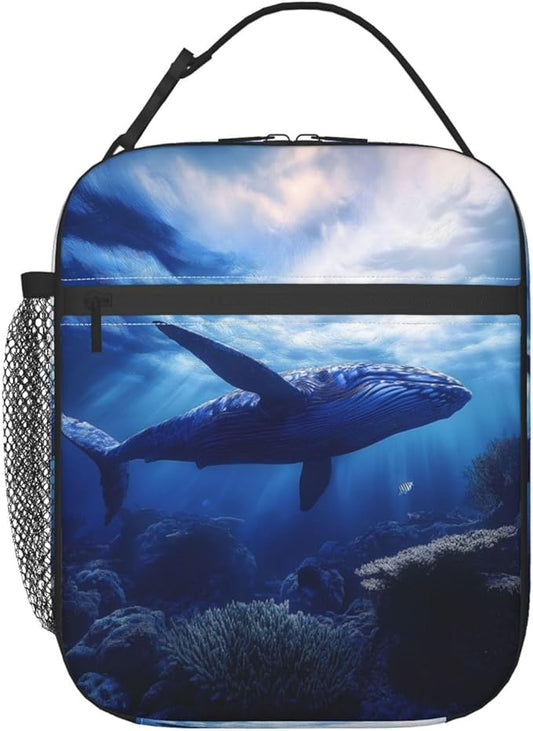Insulated Lunch Box for Women Men, Whale Lunch Box Reusable Portable Lunch Bag Cooler Tote Waterproof Lunch Container for Office Picnic Work Travel Hiking