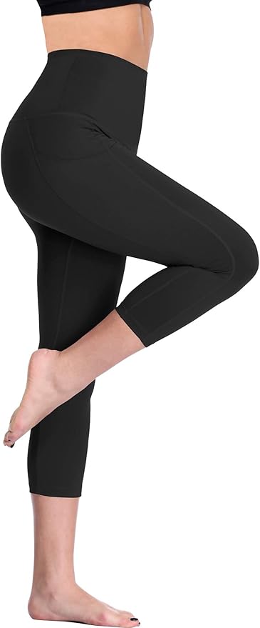 NELEUS Women's Tummy Control High Waist Capri Running Leggings Yoga Pants with Pocket