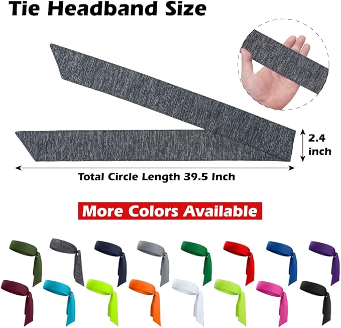 ONUPGO 18Pcs Head Ties for Men Women, Adjustable Headbands Sports Sweatband Ninja Ties Head Band, Sweat Wicking Workout Headband for Sports, Running, Tennis, Yoga, Soccer, Karate