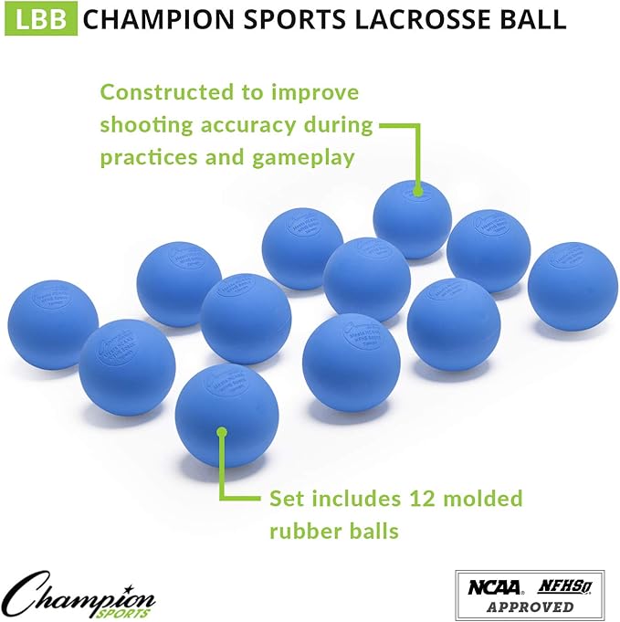 Champion Sports Lacrosse Balls: Official Size Sporting Goods Equipment for Professional, College & Grade School Games, Practices & Recreation - NCAA, NFHS and SEI Certified