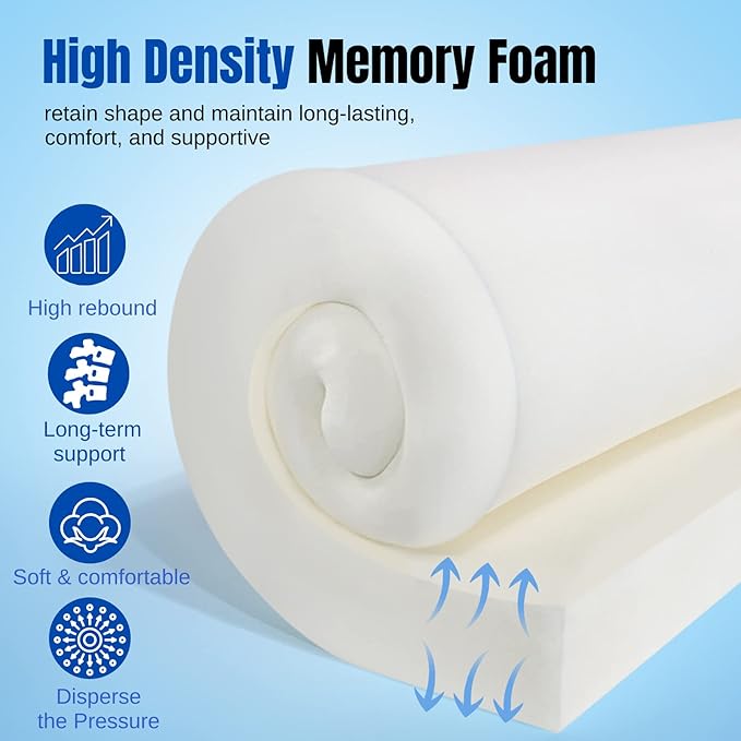 idee-home Outdoor Bench Cushion Waterproof, Bench Cushions for Outdoor Furniture, Patio Porch Swing Replacement Seat Pad with Ties for Garden Backyard, 45 x 18 Inch Peacock Blue