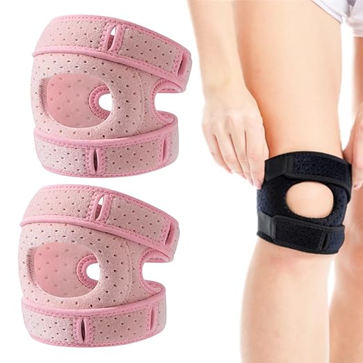 Knee Brace for Women Men Adjustable Knee Support, Knees Pains Relief Brace for Meniscus Tear Knee Pain Arthritis Pain Injury Recoverys Running Workout (2, Pink)