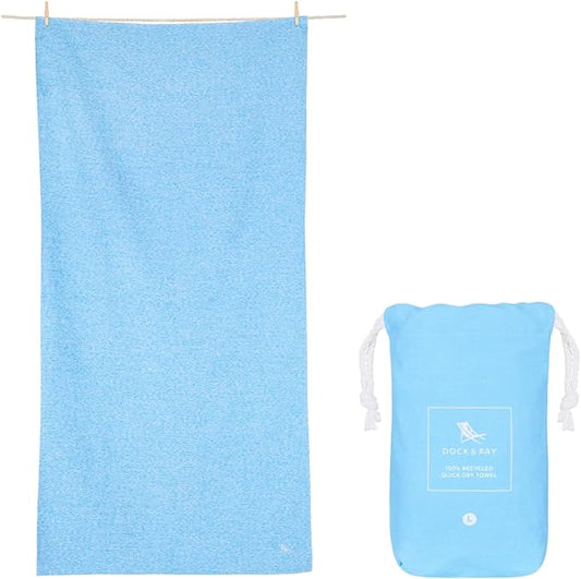 Dock & Bay Quick Drying Towel - for Sports & Gym - Compact, Lightweight - 100% Recycled - Includes Bag - Essential - Lagoon Blue - Extra Large (200x90cm, 78x35)