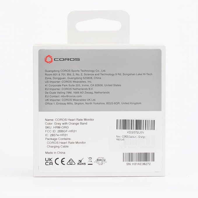 COROS Heart Rate Monitor, Comfort, Easy to wear, Auto-wear Detection, Advanced Sensor, Precise Data, Bluetooth, 38 Hours Battery Life, Connects up to 3 Devices at Once, for Run and Bike