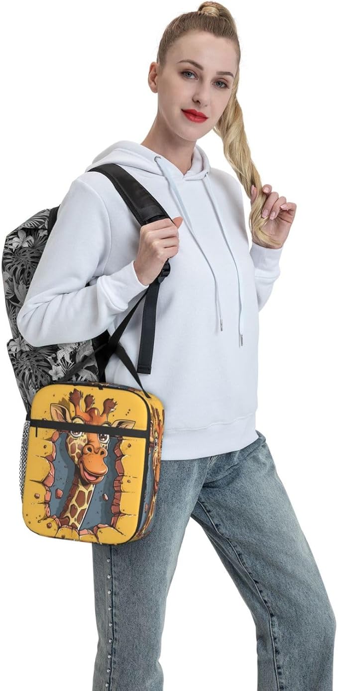 Insulated Lunch Box for Women Men, Giraffe Theme Lunch Box Reusable Portable Lunch Bag Cooler Tote Waterproof Lunch Container for Office Picnic Work Travel