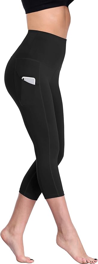 NELEUS Women's Tummy Control High Waist Capri Running Leggings Yoga Pants with Pocket