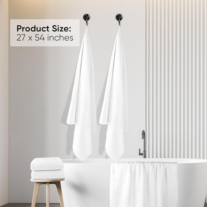 HOMEXCEL Bath Towels Pack of 2, (27 x 54 Inches) Microfiber Ultra Soft Highly Absorbent Bath Towel Set, Lightweight and Quick Drying Towels for Body, Sport, Yoga, SPA, Fitness, White