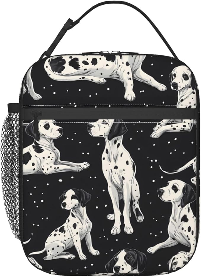 Cute Dog Lunch Box for Kids,Puppy Insulated Bag for Student,Pet Lovers Reusable Thermal Insulation Cooler Tote Bags for School Work Picnic Camping Outdoor Gifts (Dalmatian)