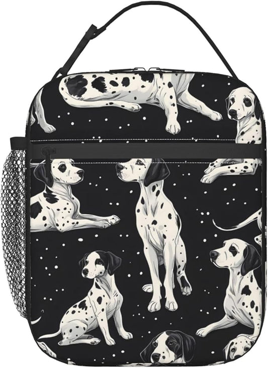 Cute Dog Lunch Box for Kids,Puppy Insulated Bag for Student,Pet Lovers Reusable Thermal Insulation Cooler Tote Bags for School Work Picnic Camping Outdoor Gifts (Dalmatian)