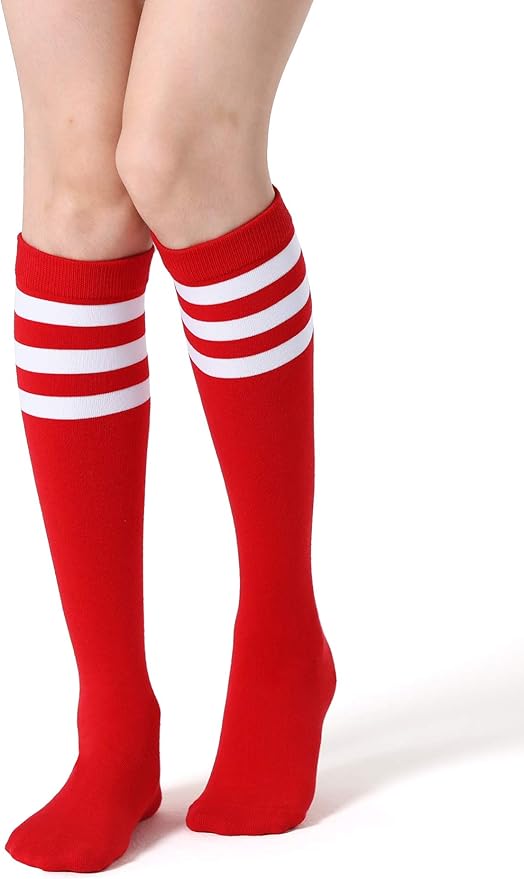 FITRELL Women's Knee High Socks Outdoor Sport Athletic Socks Casual Stripe Tube Socks 1-4 Pack