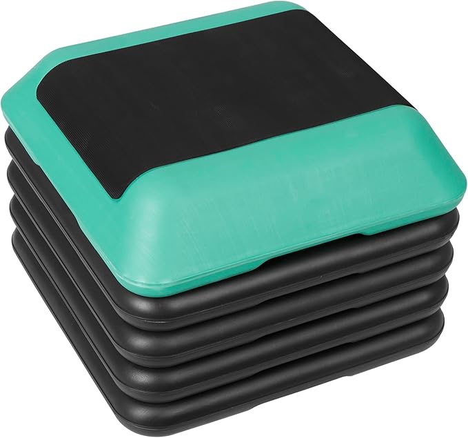 Smartxchoices 16 Inch Adjustable Aerobic Stepper Exercise Workout Step Platform Bench with 4 Risers 4"-6''-8''-10''-12' Height for Home Gym Fitness Training High Step Aerobics Platform