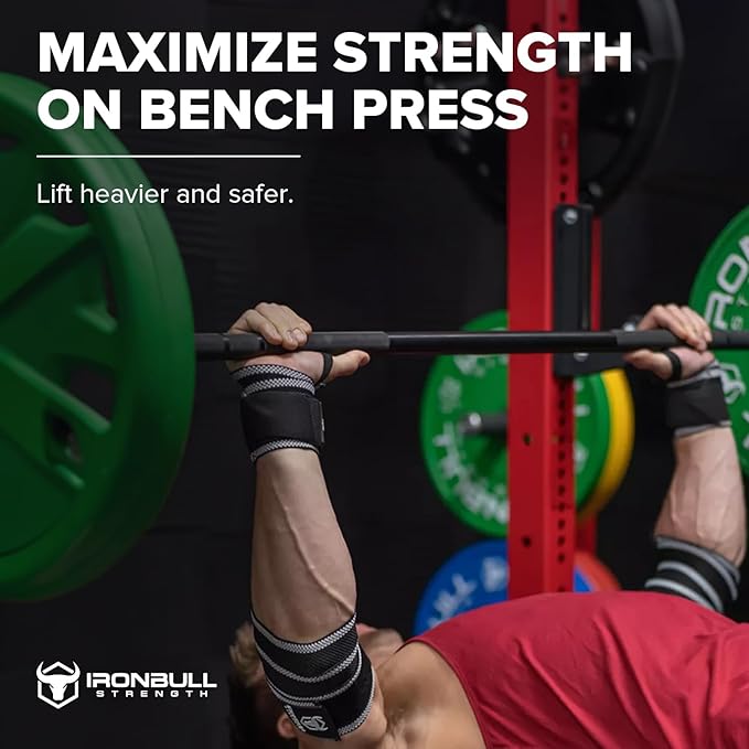 Elbow Wraps for Weightlifting (1 Pair) - 50" Elastic Elbow Braces for Weight Lifting - Elbow Support for Bench Press, Powerlifting, Fitness, & Gym Workout - Gym Elbow Straps Weightlifting - Elbow Compression Strap Brace