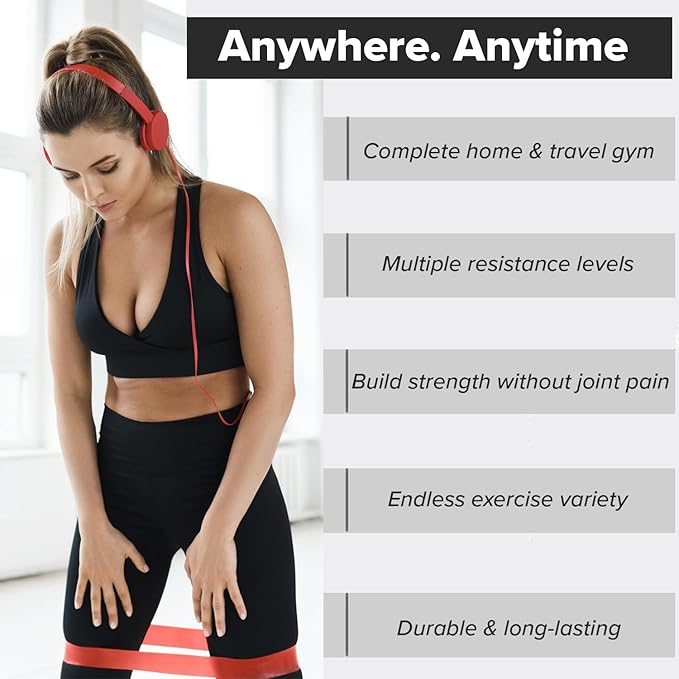 Resistance Bands for Working Out (Set of 5) – Elastic Bands for Exercise & Physical Therapy – Loop Resistance Bands for Glutes, Home Workouts, Yoga, Pilates, Stretching & Legs