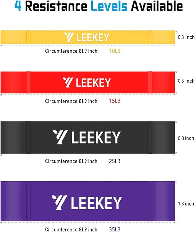 LEEKEY Resistance Bands Set for Pull-Up Assistance & Full-Body Training, Multi-Level Exercise Bands with Bag for Home Workouts, Physical Therapy, Strength Training (Men/Women)