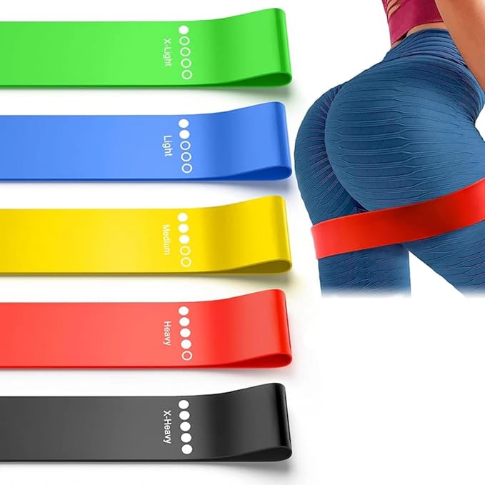 Resistance Bands,Set of 5 Exercise Bands with Different Strength Levels,Elastic Resistance Loop Bands for Exercise, Pilates,Yoga, Stretching, Home Fitness