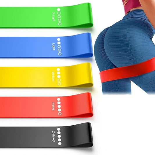 Resistance Bands,Set of 5 Exercise Bands with Different Strength Levels,Elastic Resistance Loop Bands for Exercise, Pilates,Yoga, Stretching, Home Fitness