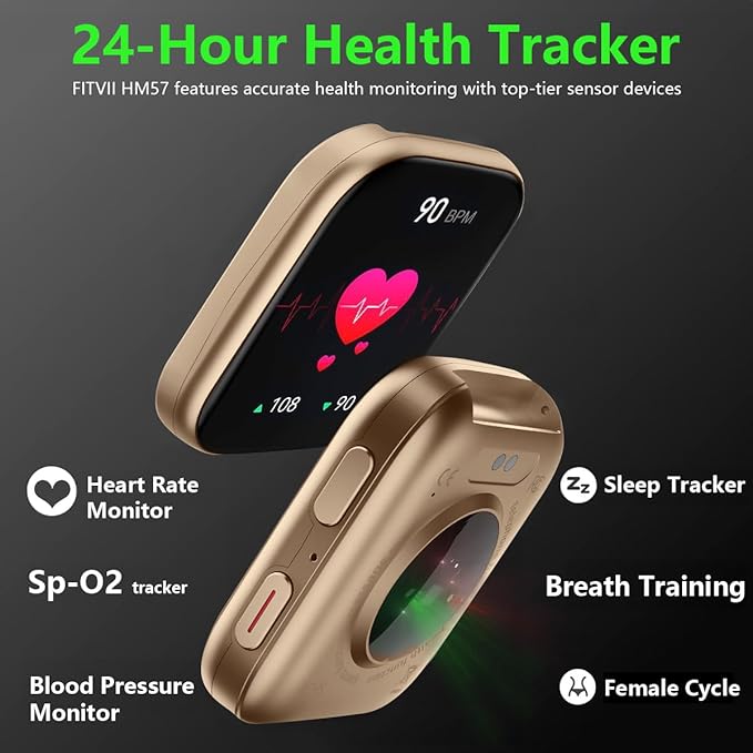 FITVII Health & Fitness Tracker (Answer/Make Calls), Smart Watch with 24/7 Heart Rate and Blood Pressure, Sleep Tracking, Blood Oxygen Monitor, 120+ Sport Modes Activity Tracker for Women Men