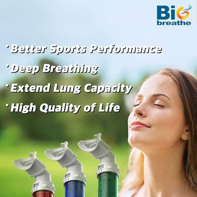 Bigbreathe IMT Middle(Blue) | Inspiratory Muscle Trainer for Amateur Players and Singers, Breathing Exercise Device, Compact and Easy to Clean