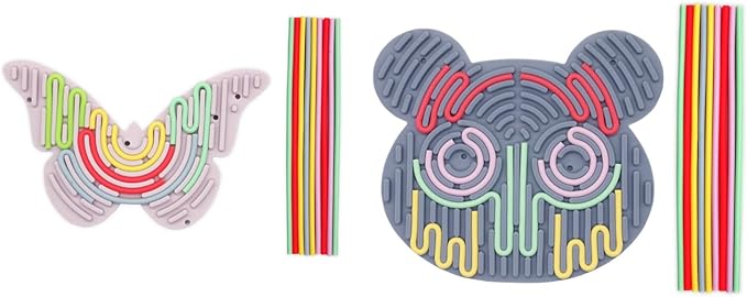 Silicone Sensory Activity Board,Fidget Toy for Calming, Stress, Anxiety, ADHD , Autism , Silent, No Mess , Kids 3+ & Adults,Autism Toys (Bear and Butterfly)