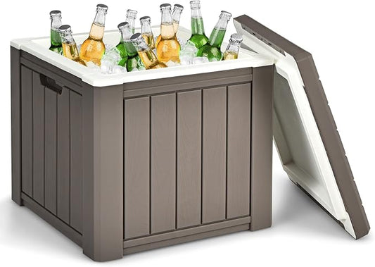 GYMAX Camping Cooler, Insulated 40 Qt Heavy Duty Ice Chest with Built-in Handles and Detachable Lid, Keeps Ice for 24H, Multifunctional for Beach, Picnic, Camping Outdoors