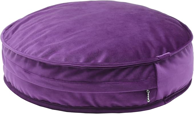 Round Floor Pillow Cover Velvet Throw Seating Pouf Yoga Meditation Cushion Plush Case Reading Room Decor Cover Only (19.7IN, Purple)