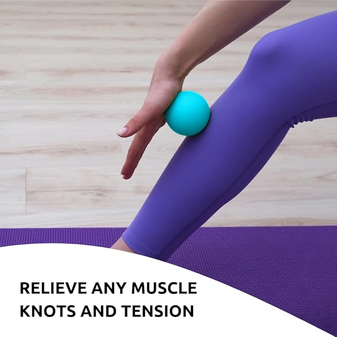 Massage Lacrosse Balls for Myofascial Release, Trigger Point Therapy Ball Set, Foot Massage Ball Roller for Plantar Fasciitis, Yoga Deep Tissue, Physical Therapy Balls Hard Rubber 2 Pack (Blue)